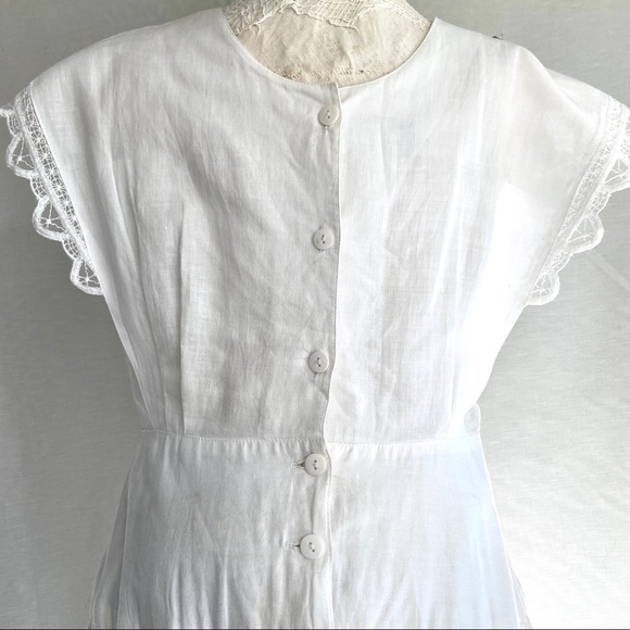 Vintage Alison J. Dress White Battenberg Lace M/L - Picture 12 of 14